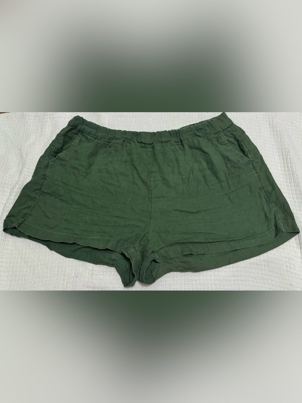 J Crew Women's Elastic Waist Linen-Blend Shorts - Green